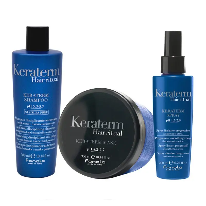 FANOLA Kit Keraterm Shampoo 300ml + Maschera 300ml + Spray Anticrespo 200ml