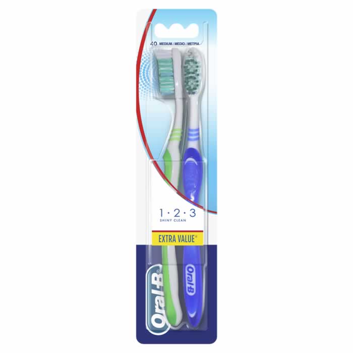 Oral-B Shiny Clean Spazzolino Da Denti Medium 2 Unità