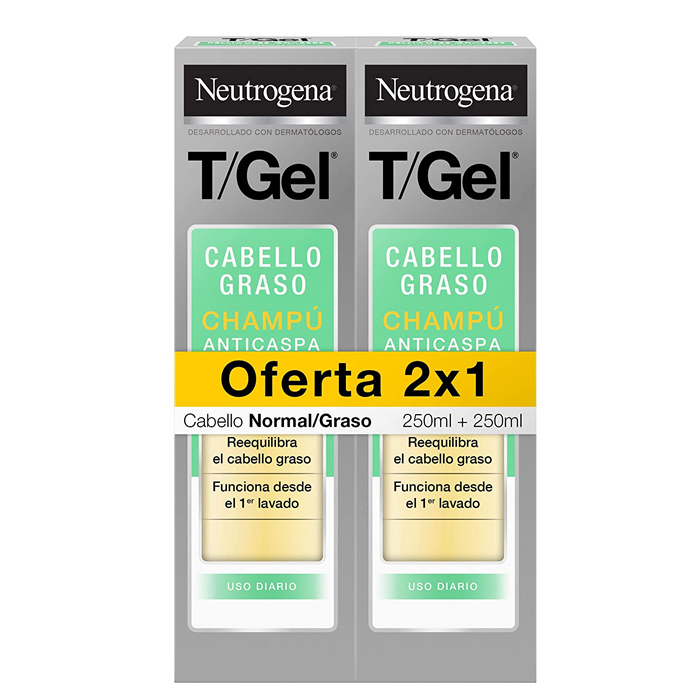 Neutrogena T-Gel Champú Normal Graso Duplo 2x 250ml