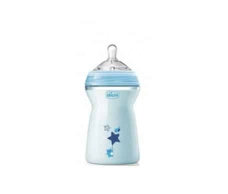 Chicco Naturalfeeling Blu Baby Bottiglia Fiore Veloce 330ml 6m Di Chicco Naturalfeeling Blue Baby Bottle 330ml 6m