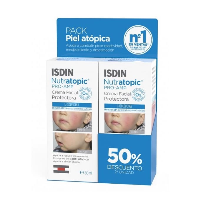 Isdin Nutratopic Pro-AMP Crema Viso Pelle Atopica 2x50ml