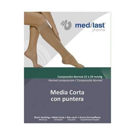 Media Medilast Corta Con Puntera Negro Talla L