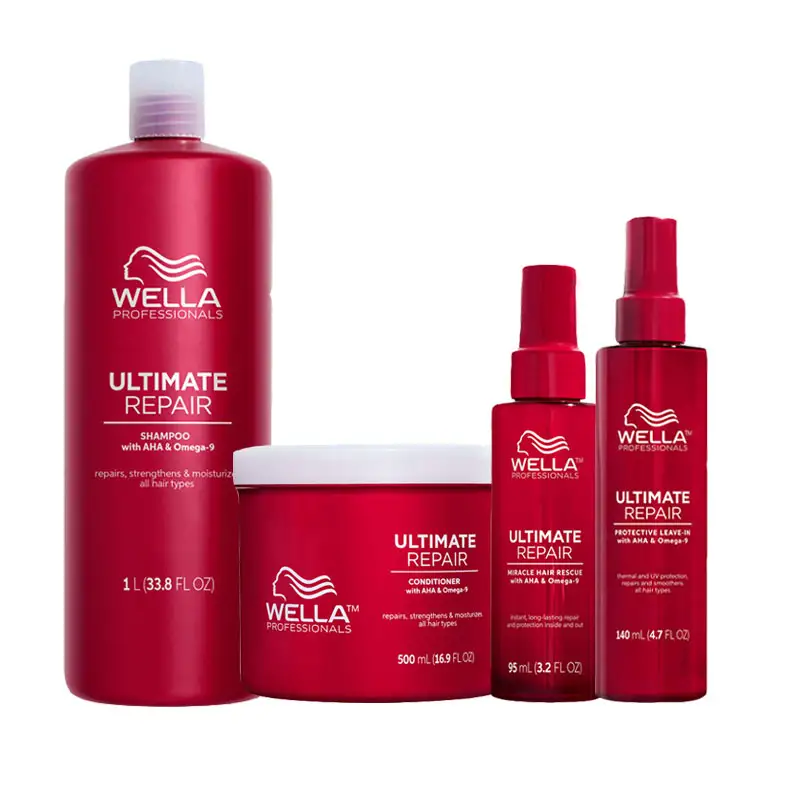 WELLA Kit Ultimate Repair Shampoo 1000ml + Conditioner 500ml + Miracle Hair 95ml + Protective Leave In 140ml