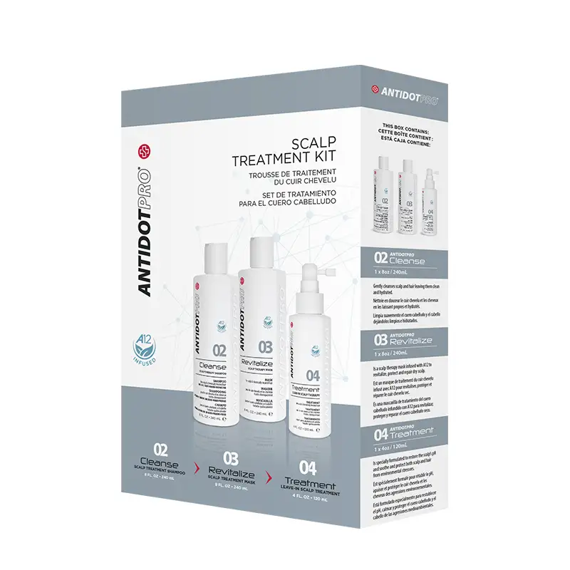 ANTIDOTPRO Set Scalp Treatment Cleanse 02 Shampoo 240ml + Revitalize 03 Mask 240ml + Treatment 04 Leave In 120ml