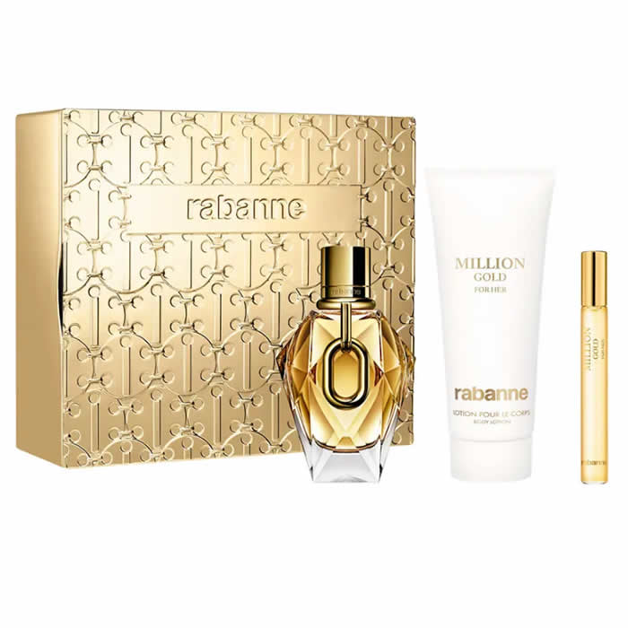 Rabanne Million Gold For Her Eau De Parfum Spray 90ml Set 3 Parti
