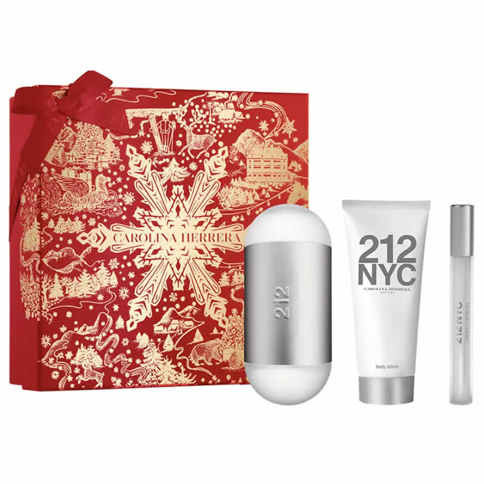 Carolina Herrera 212 Nyc Eau De Toilette Spray 100ml Set 3 Parti
