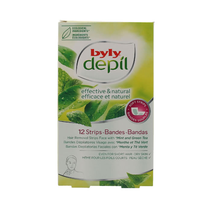 Byly Depil Strisce Di Cera Per Il Viso Con Menta E Tè Verde 12 Unità